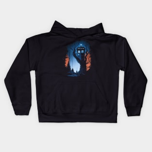 Tardis in the woods Kids Hoodie